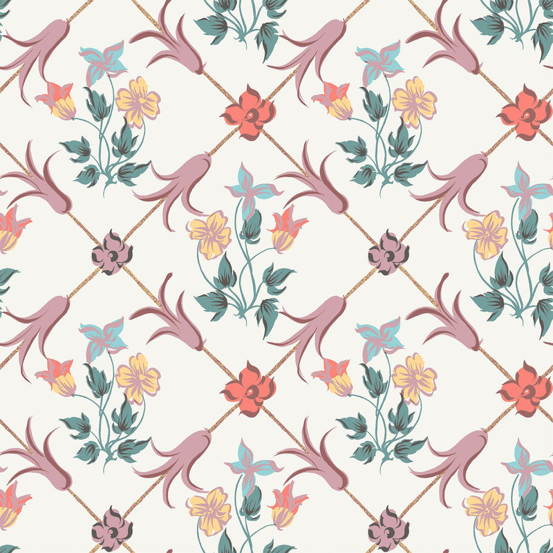 4504 Tessin White and Pink Anno Wallpaper by Boråstapeter