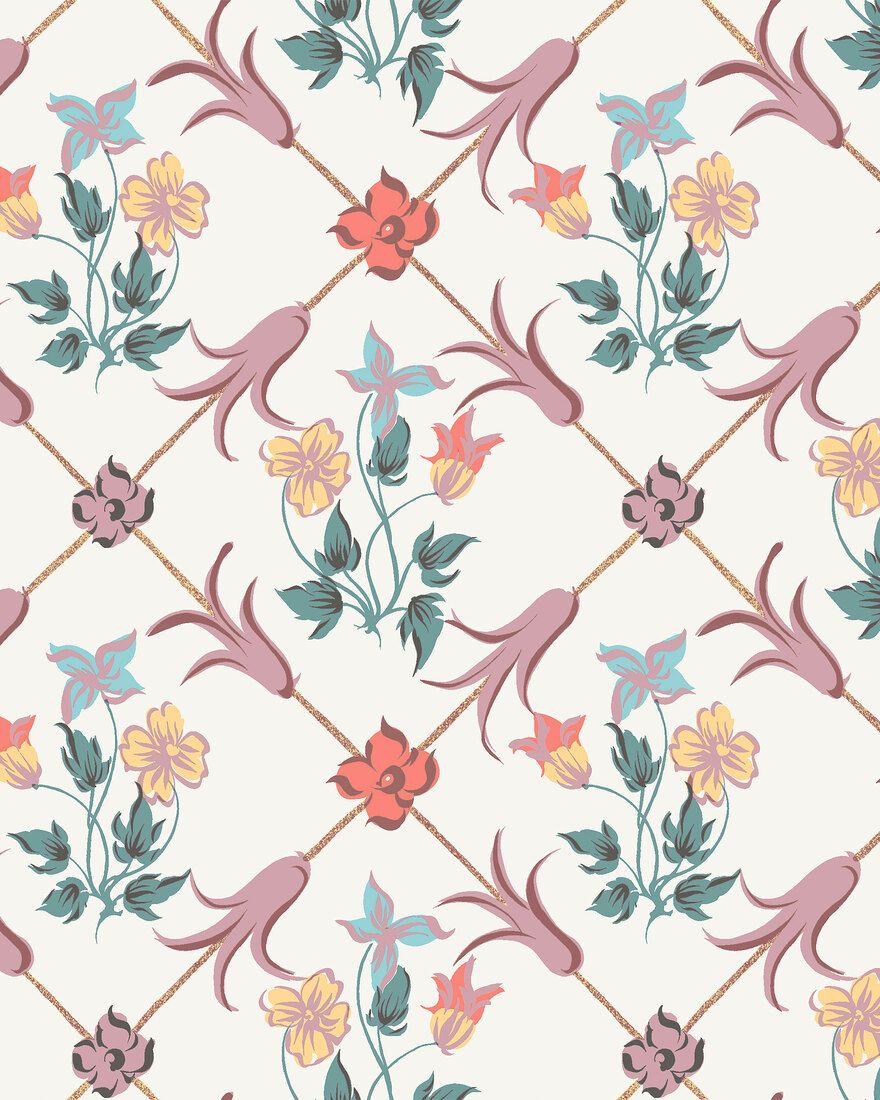 4504 Tessin White and Pink Anno Wallpaper by Boråstapeter