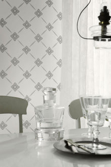 4505 Linné White and Grey Anno Wallpaper by Boråstapeter