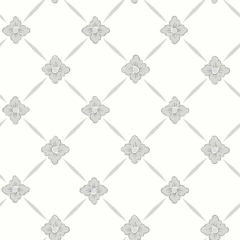4505 Linné White and Grey Anno Wallpaper by Boråstapeter
