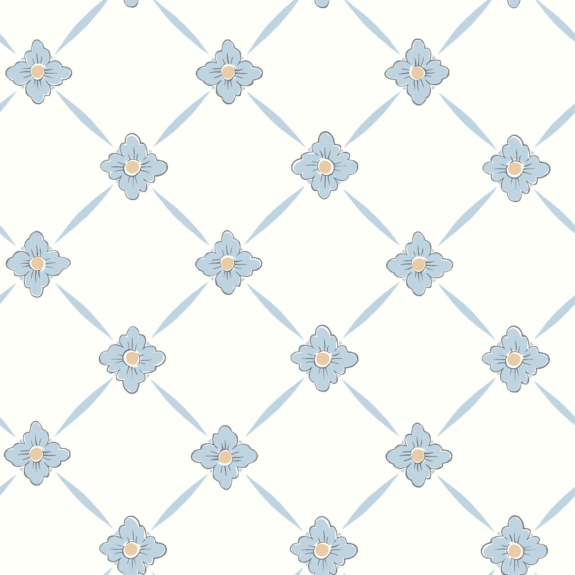 4506 Linné White and Blue Anno Wallpaper by Boråstapeter