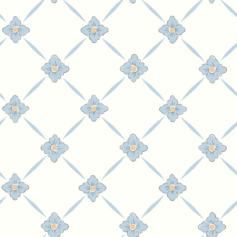 4506 Linné White and Blue Anno Wallpaper by Boråstapeter