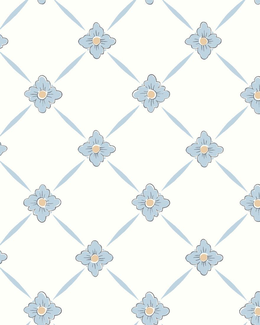 4506 Linné White and Blue Anno Wallpaper by Boråstapeter