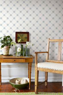 4506 Linné White and Blue Anno Wallpaper by Boråstapeter