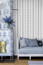 4508 Drottningholm White and Grey Anno Wallpaper by Boråstapeter