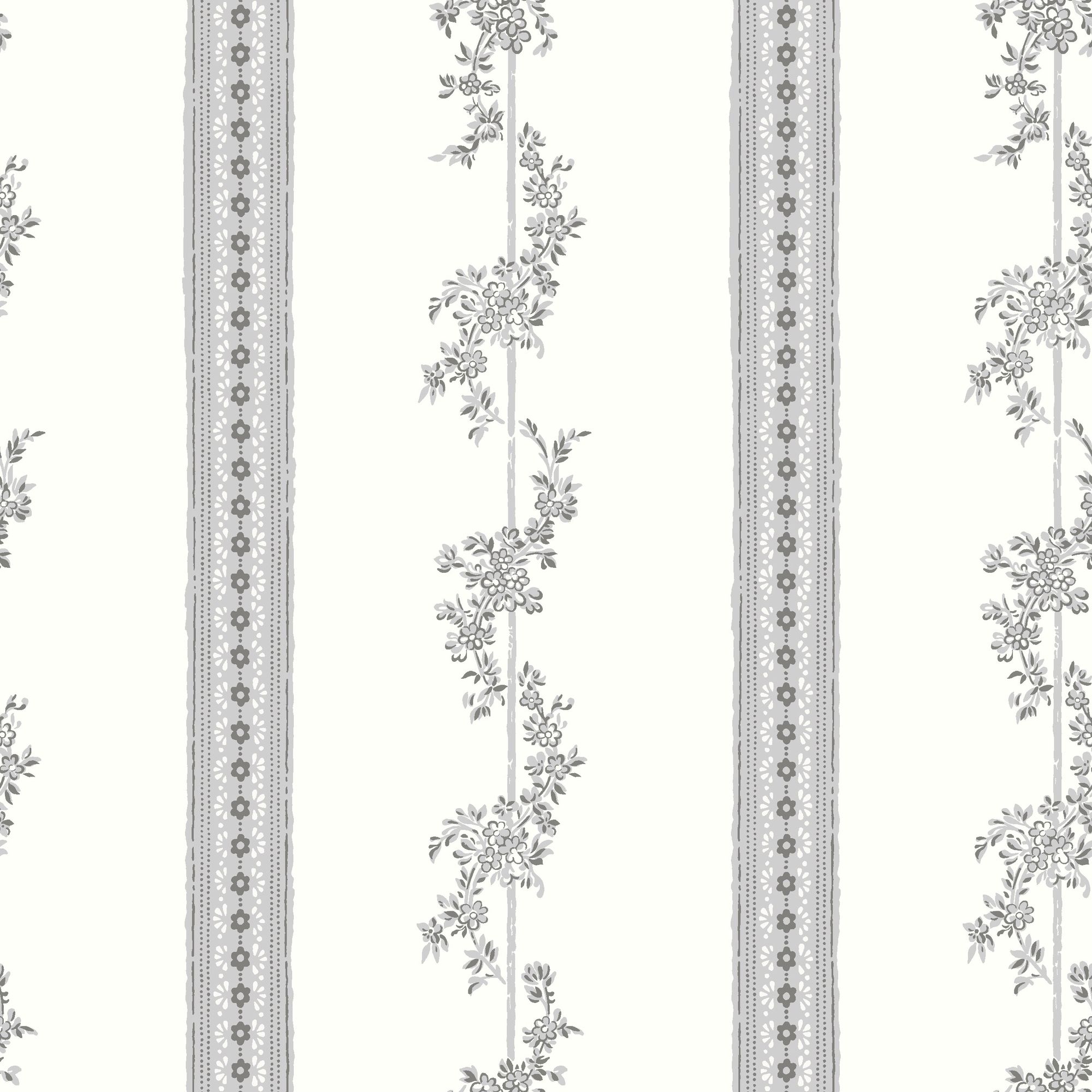 4508 Drottningholm White and Grey Anno Wallpaper by Boråstapeter