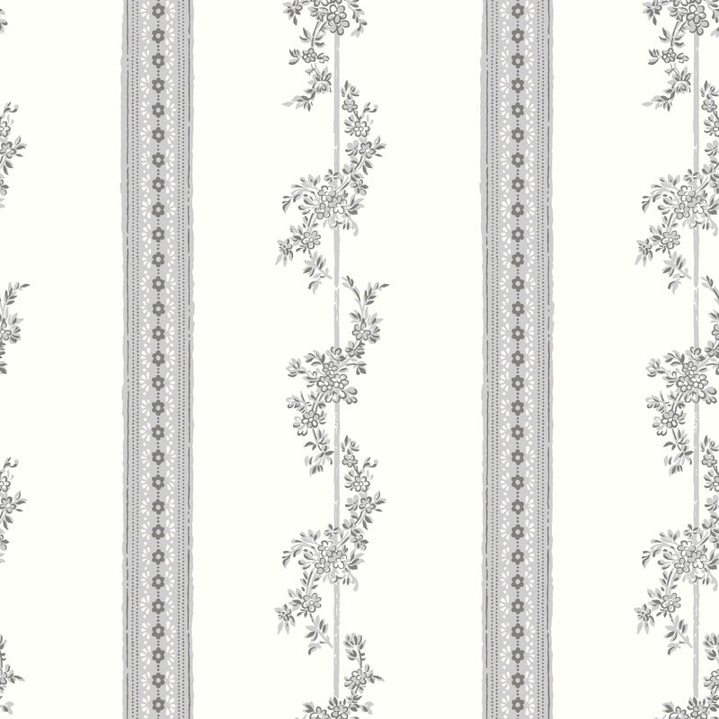 4508 Drottningholm White and Grey Anno Wallpaper by Boråstapeter