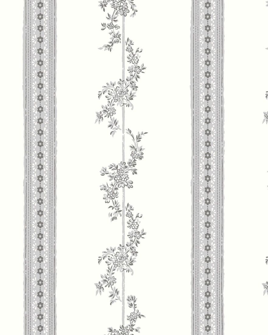 4508 Drottningholm White and Grey Anno Wallpaper by Boråstapeter