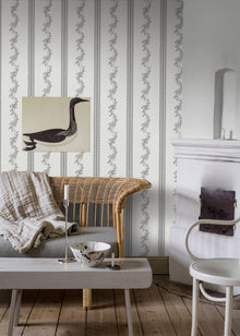 4508 Drottningholm White and Grey Anno Wallpaper by Boråstapeter