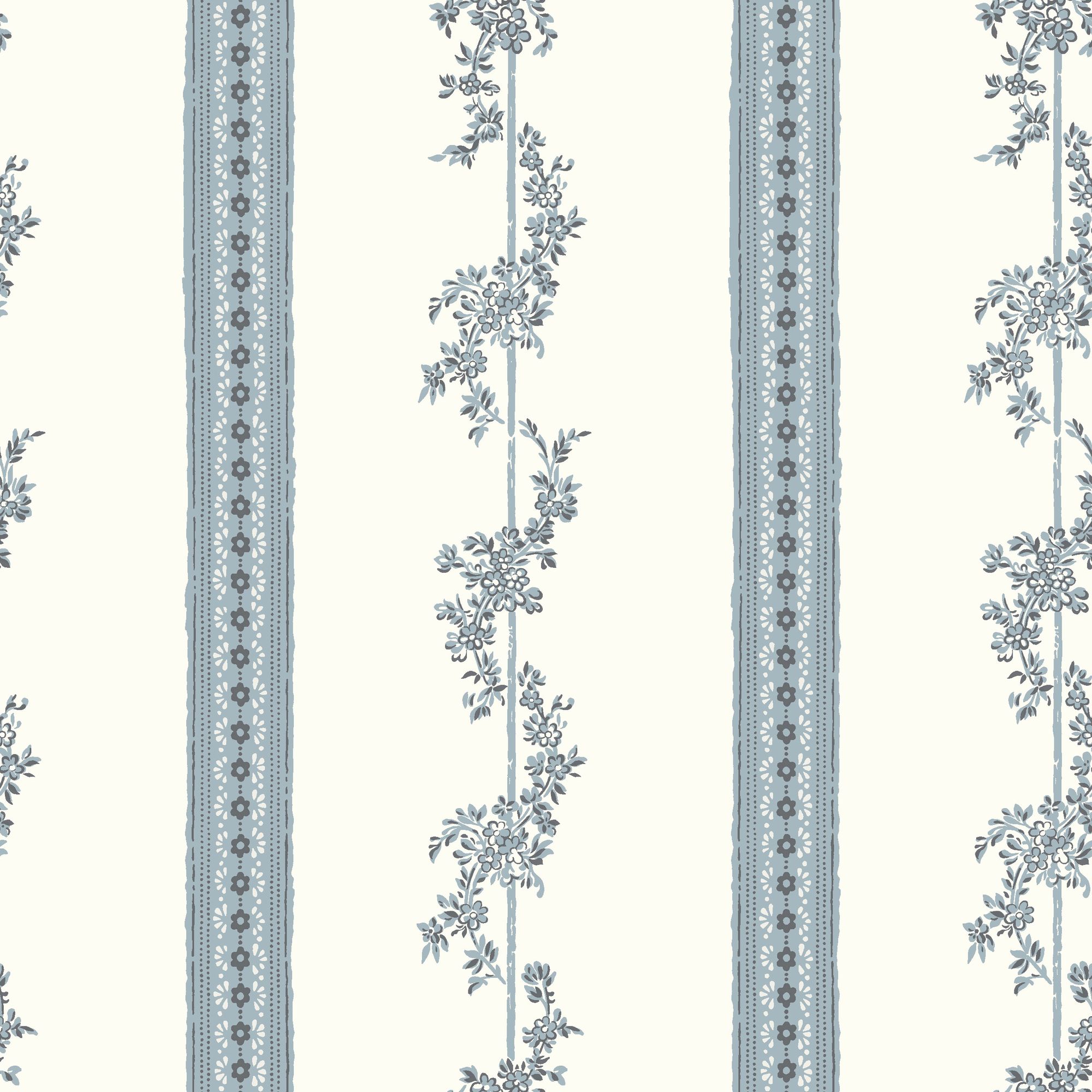 4509 Drottningholm White and Blue Anno Wallpaper by Boråstapeter