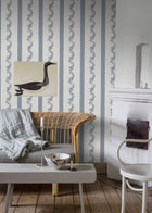 4509 Drottningholm White and Blue Anno Wallpaper by Boråstapeter