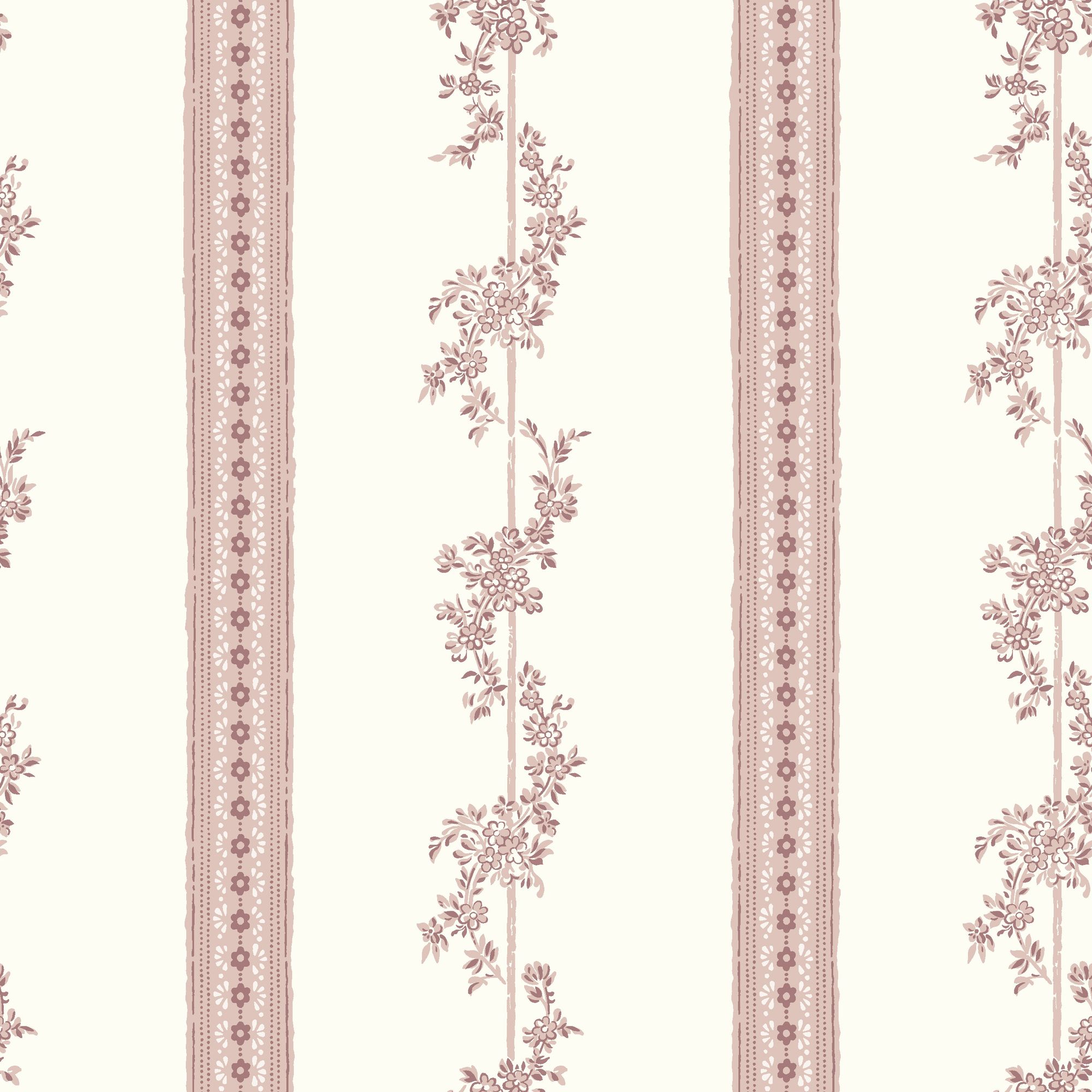 4510 Drottningholm White and Pink Anno Wallpaper by Boråstapeter