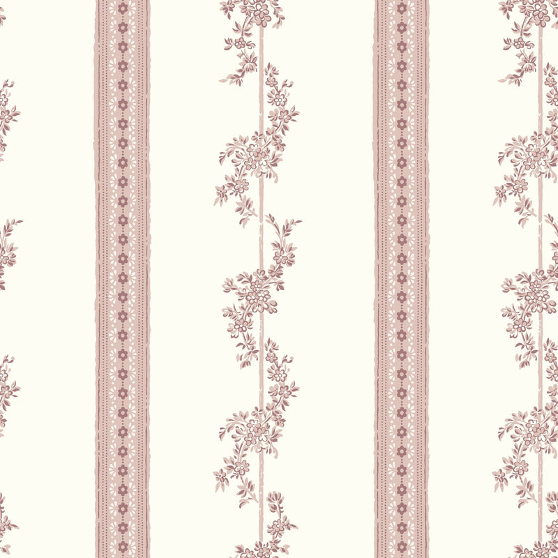 4510 Drottningholm White and Pink Anno Wallpaper by Boråstapeter