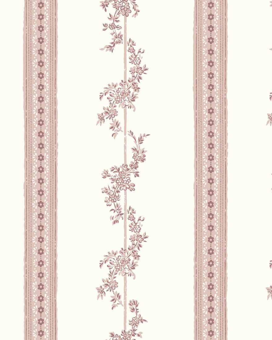 4510 Drottningholm White and Pink Anno Wallpaper by Boråstapeter