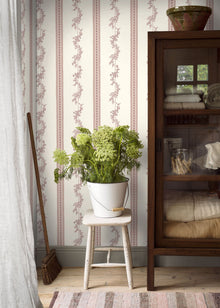 4510 Drottningholm White and Pink Anno Wallpaper by Boråstapeter