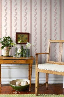 4510 Drottningholm White and Pink Anno Wallpaper by Boråstapeter