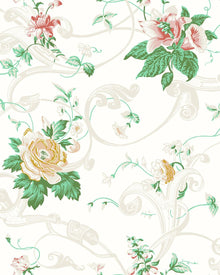 4511 Krusenberg Light Green and Beige Anno Wallpaper by Boråstapeter