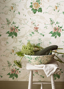 4511 Krusenberg Light Green and Beige Anno Wallpaper by Boråstapeter