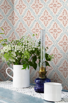 4514 Nyborg Light Red and Blue Anno Wallpaper by Boråstapeter