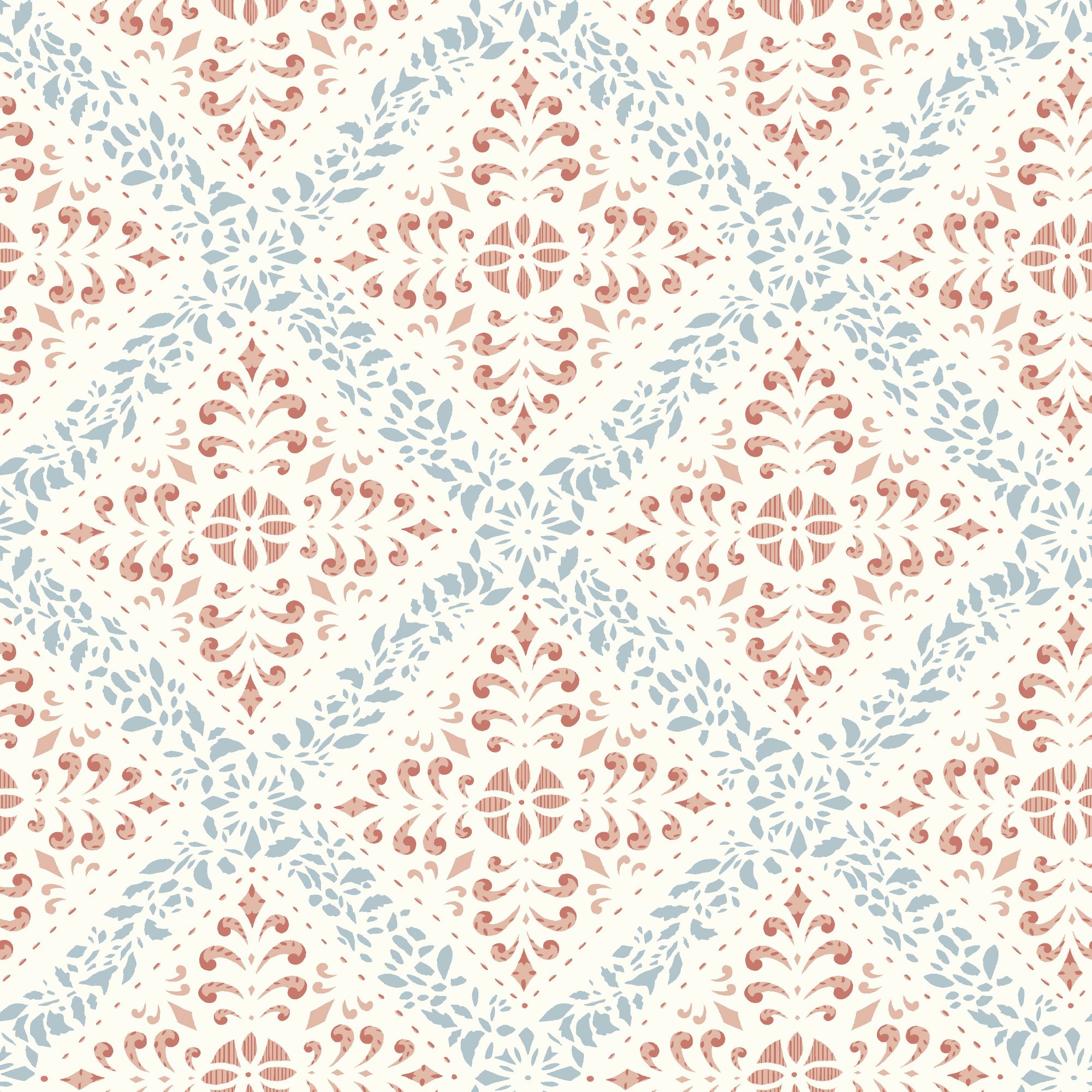 4514 Nyborg Light Red and Blue Anno Wallpaper by Boråstapeter