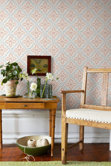 4514 Nyborg Light Red and Blue Anno Wallpaper by Boråstapeter