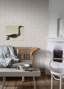 4514 Nyborg Light Red and Blue Anno Wallpaper by Boråstapeter