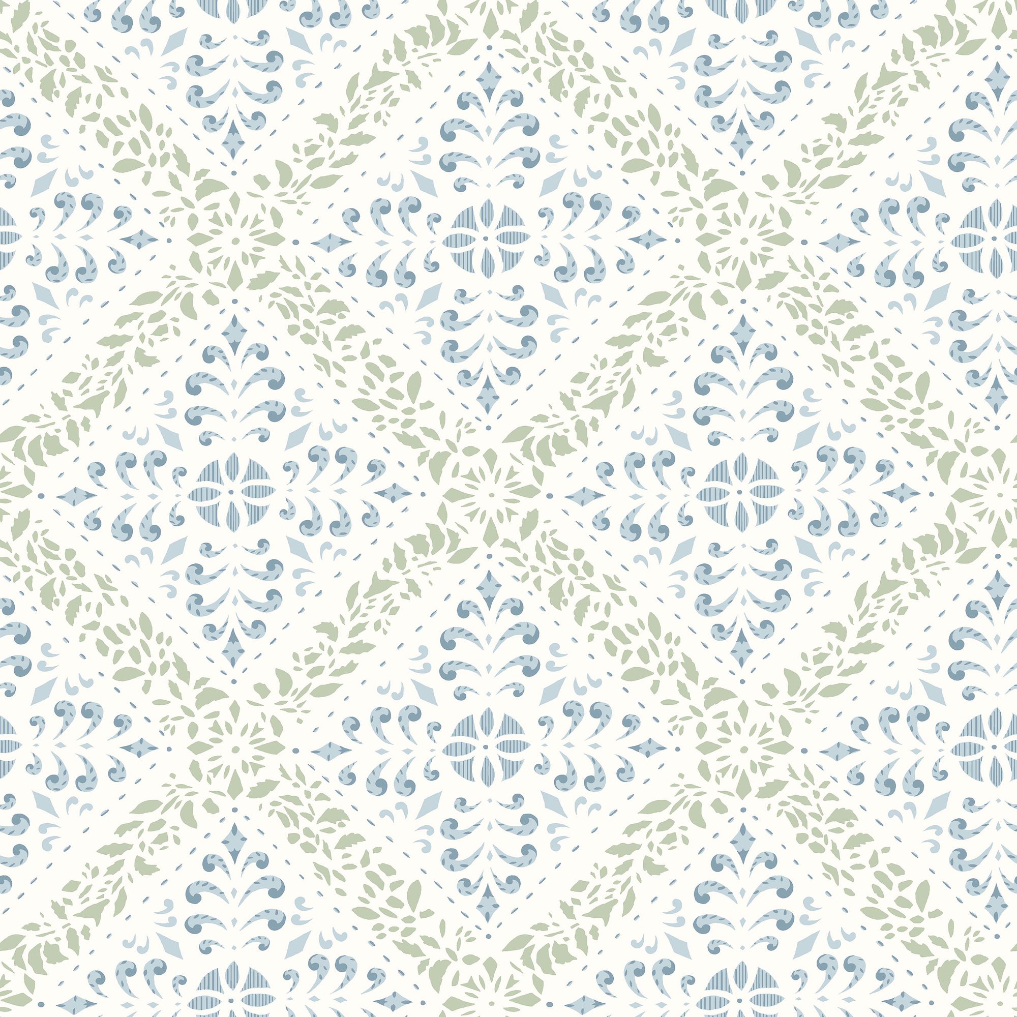 4516 Nyborg Light Blue and Green Anno Wallpaper by Boråstapeter