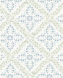 4516 Nyborg Light Blue and Green Anno Wallpaper by Boråstapeter