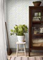 4516 Nyborg Light Blue and Green Anno Wallpaper by Boråstapeter