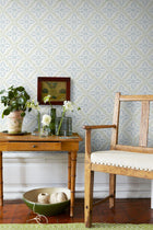 4516 Nyborg Light Blue and Green Anno Wallpaper by Boråstapeter