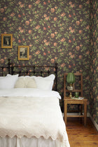 4517 Blomslinga Black and Green Anno Wallpaper by Boråstapeter