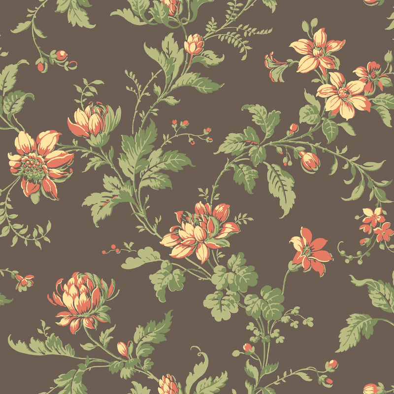 4517 Blomslinga Black and Green Anno Wallpaper by Boråstapeter