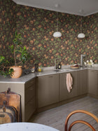 4517 Blomslinga Black and Green Anno Wallpaper by Boråstapeter