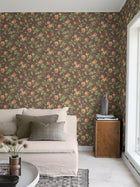 4517 Blomslinga Black and Green Anno Wallpaper by Boråstapeter