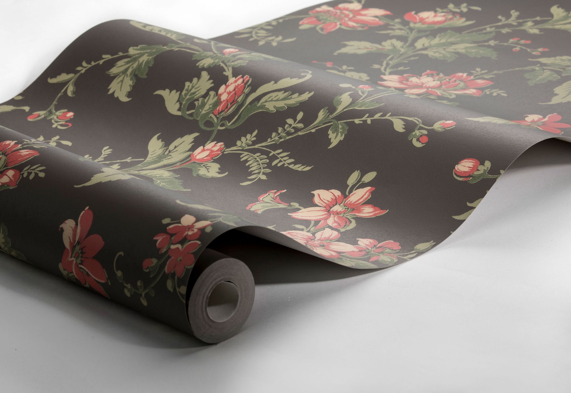 4517 Blomslinga Black and Green Anno Wallpaper by Boråstapeter