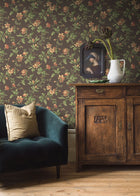 4517 Blomslinga Black and Green Anno Wallpaper by Boråstapeter