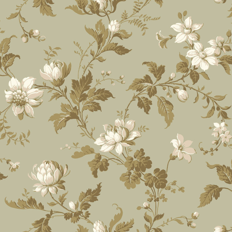 4518 Blomslinga Green Anno Wallpaper by Boråstapeter