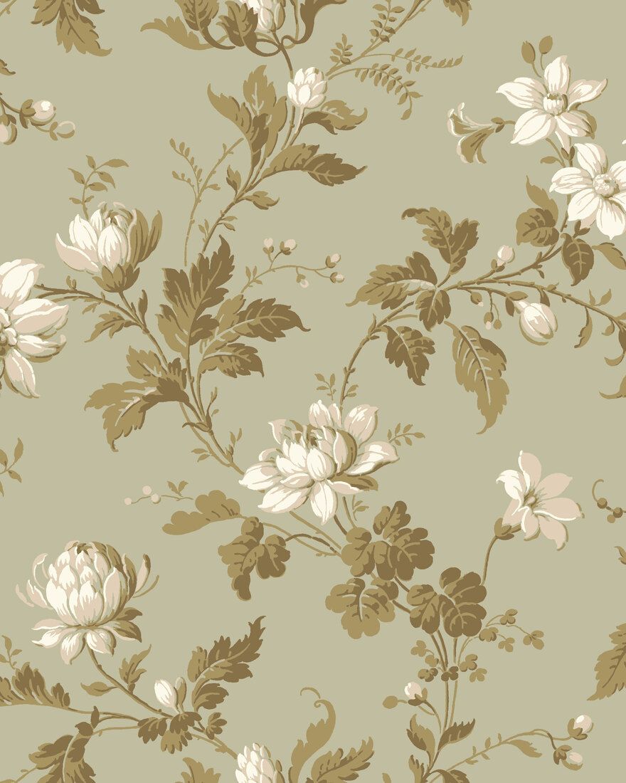 4518 Blomslinga Green Anno Wallpaper by Boråstapeter