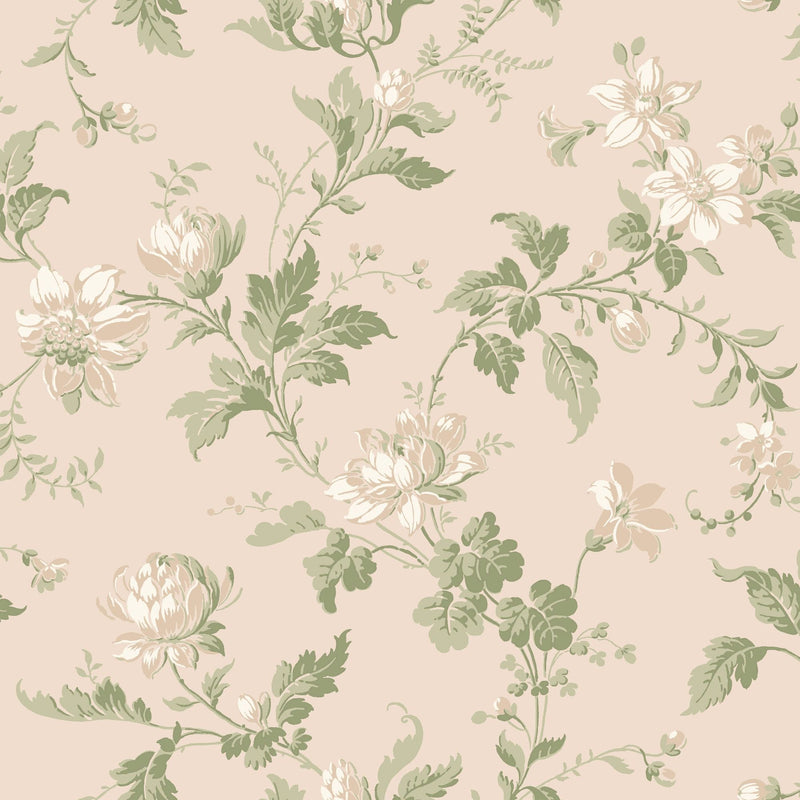 4519 Blomslinga White and Green Anno Wallpaper by Boråstapeter