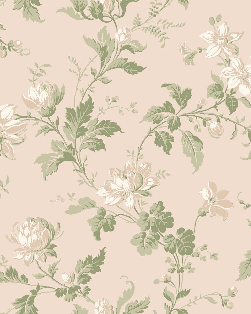 4519 Blomslinga White and Green Anno Wallpaper by Boråstapeter