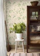 4519 Blomslinga White and Green Anno Wallpaper by Boråstapeter