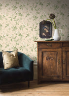 4519 Blomslinga White and Green Anno Wallpaper by Boråstapeter