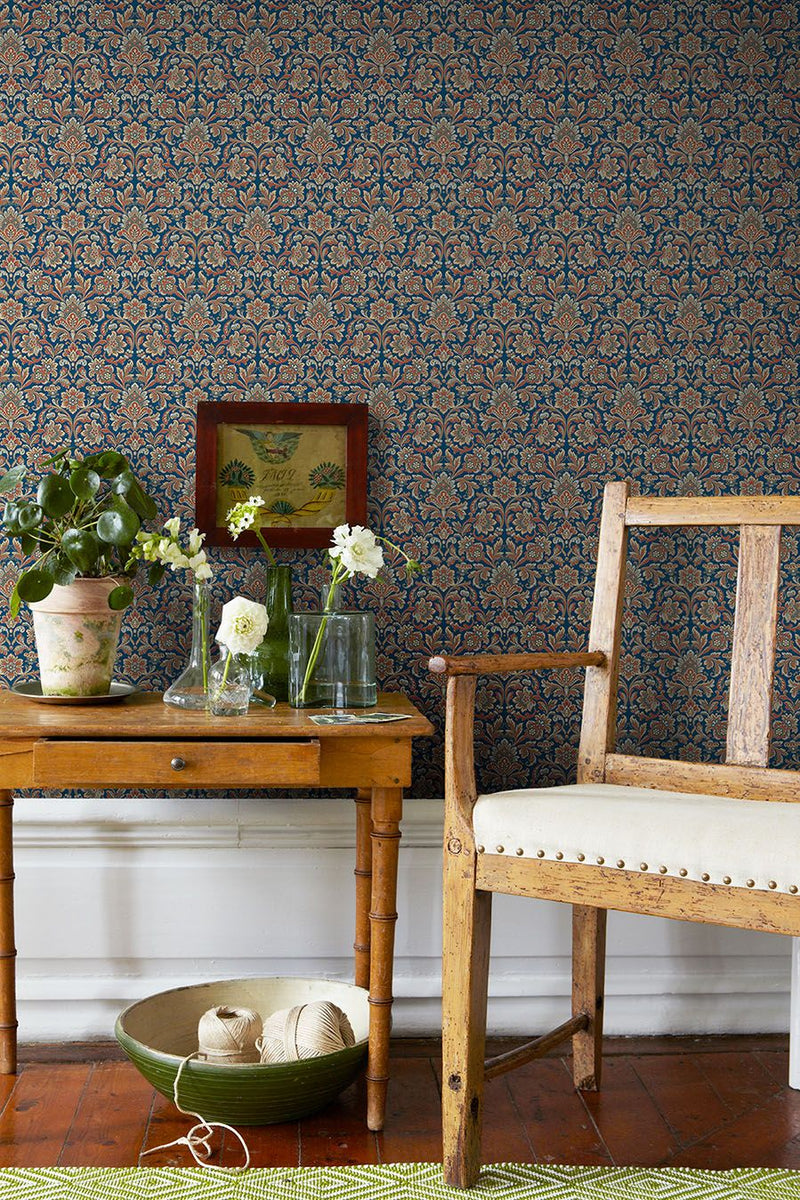 4521 Foglavik Dark Blue and Brown Anno Wallpaper by Boråstapeter