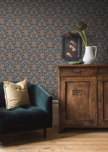 4521 Foglavik Dark Blue and Brown Anno Wallpaper by Boråstapeter