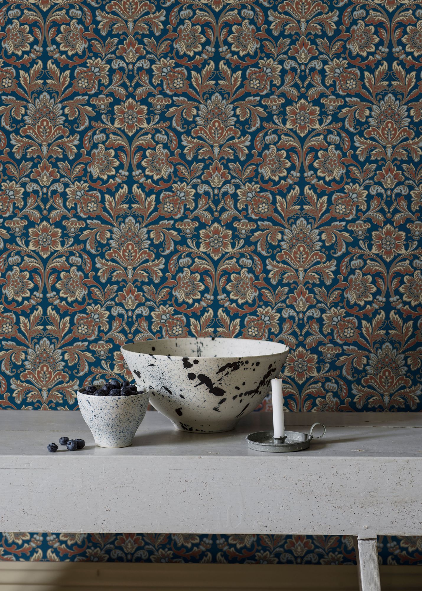 4521 Foglavik Dark Blue and Brown Anno Wallpaper by Boråstapeter