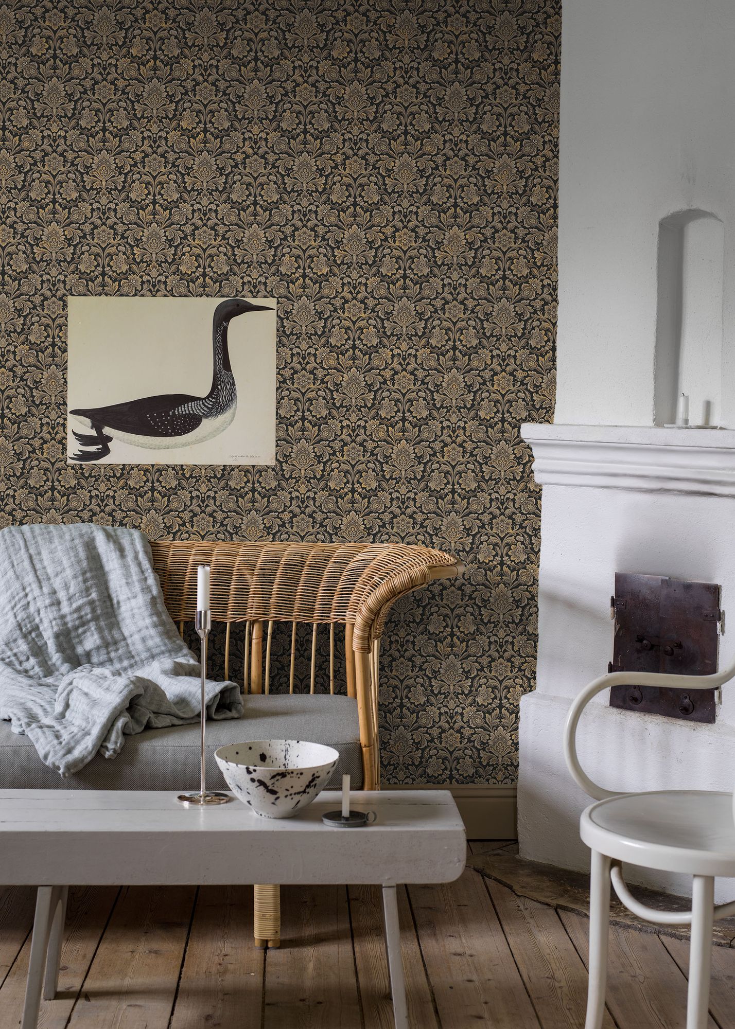4522 Foglavik Black and Brown Anno Wallpaper by Boråstapeter