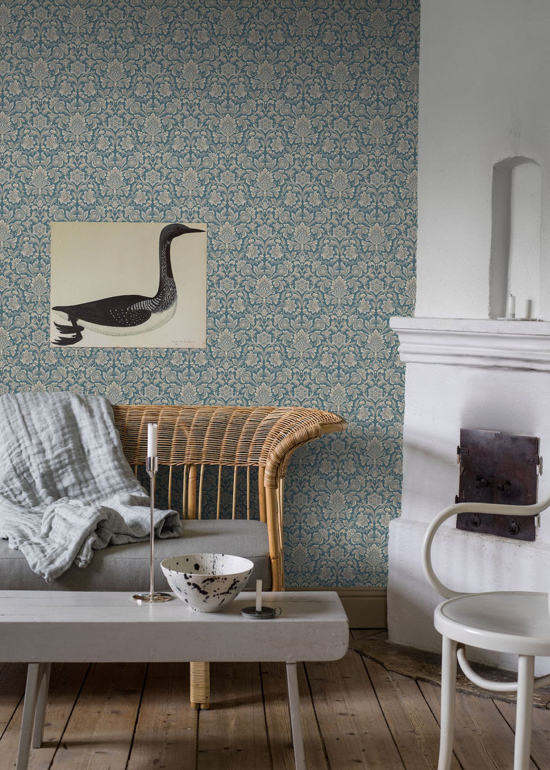 4524 Foglavik Blue Anno Wallpaper by Boråstapeter