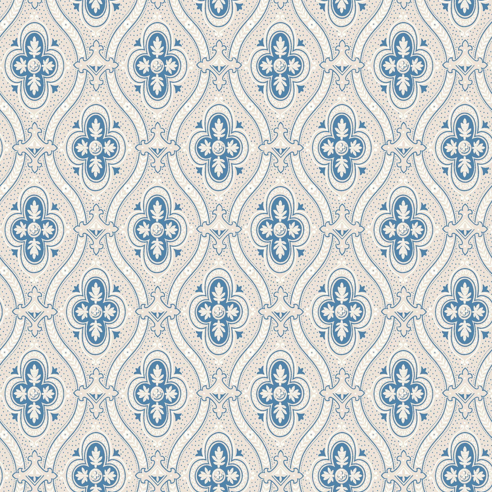 4527 Pigkammaren Blue and White Anno Wallpaper by Boråstapeter