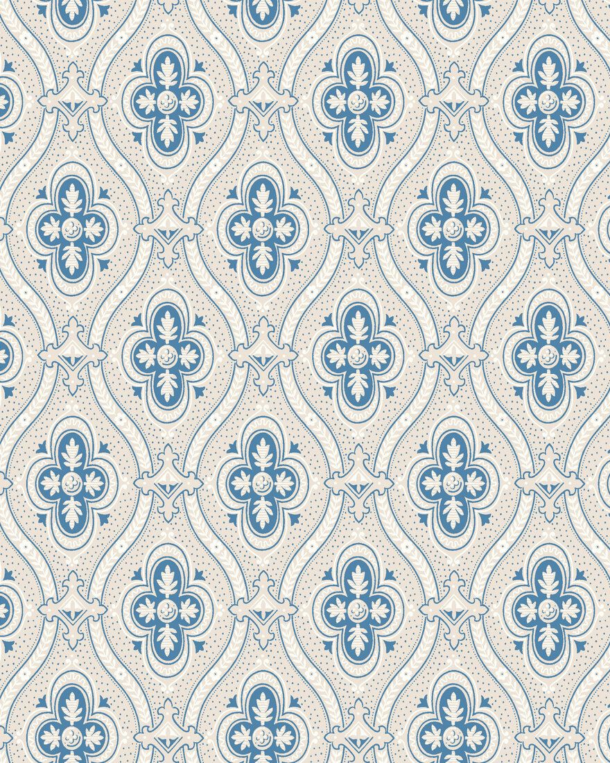 4527 Pigkammaren Blue and White Anno Wallpaper by Boråstapeter