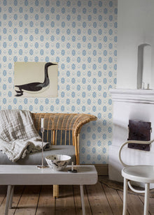 4527 Pigkammaren Blue and White Anno Wallpaper by Boråstapeter